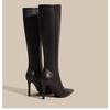 2024 new non-slip Hepburn style thin heel fashion boots with skirt shallow mouth niche design long boots