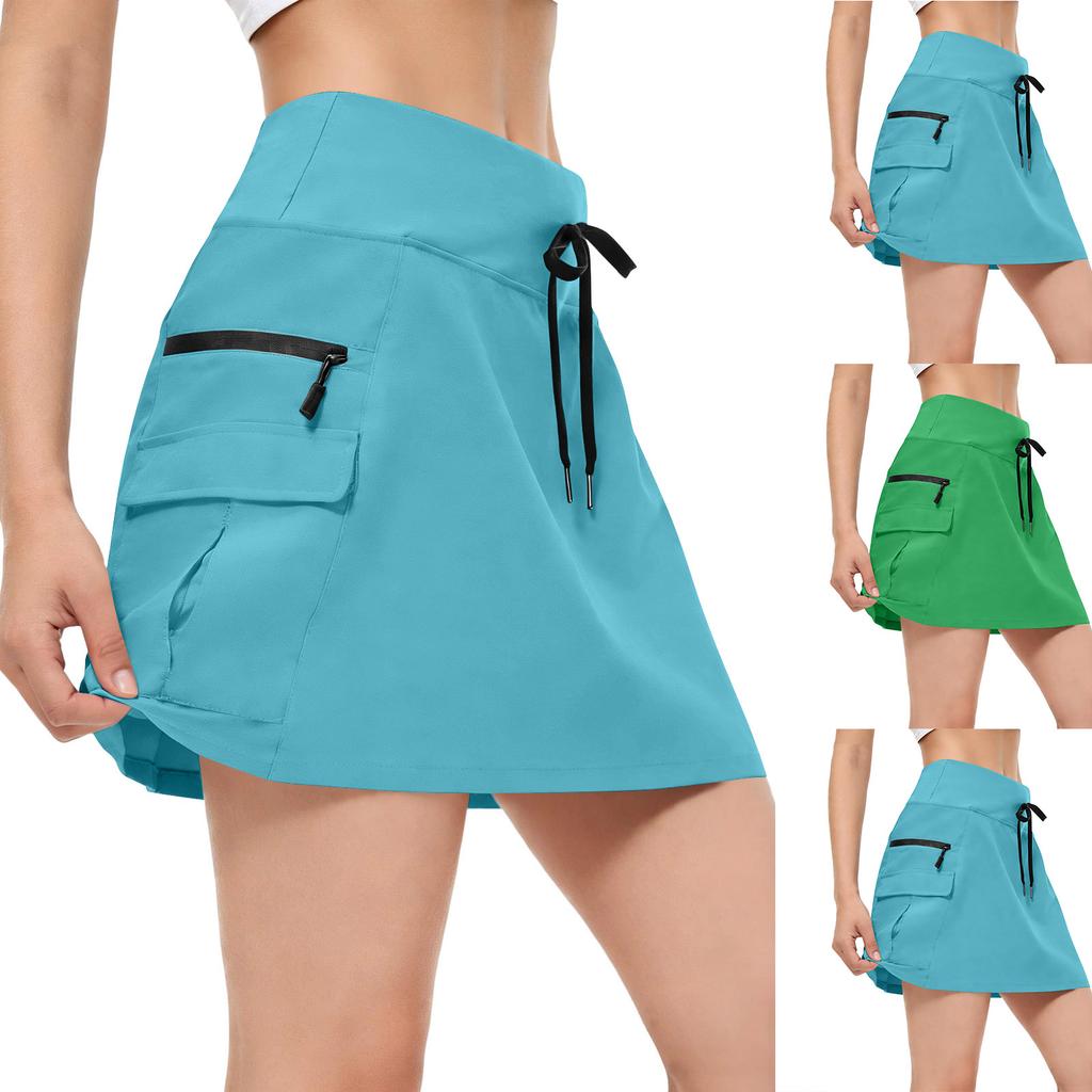 High Waist Athletic Skort with Zipper Pocket Quick Dry Golf Skirt for Outdoor Sports Hiking and Casual Wear