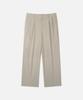 DRAW FIT Double-Pleated Elastic Wide Linen Slacks [Oatmeal]