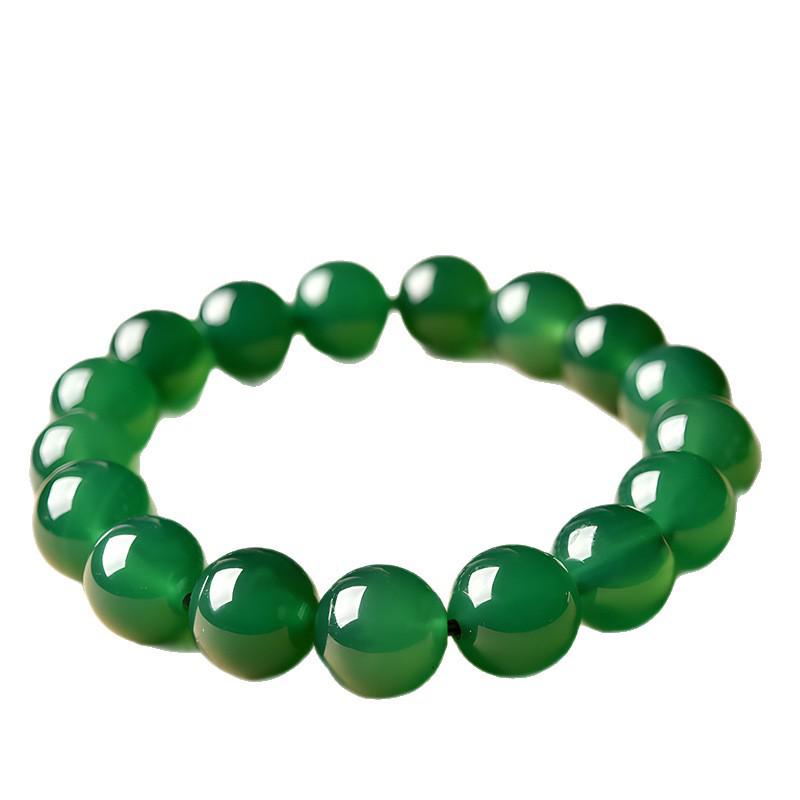 Men's and Women's Natural Green Agate Bracelet - Jade Chalcedony Crystal Beads Gift