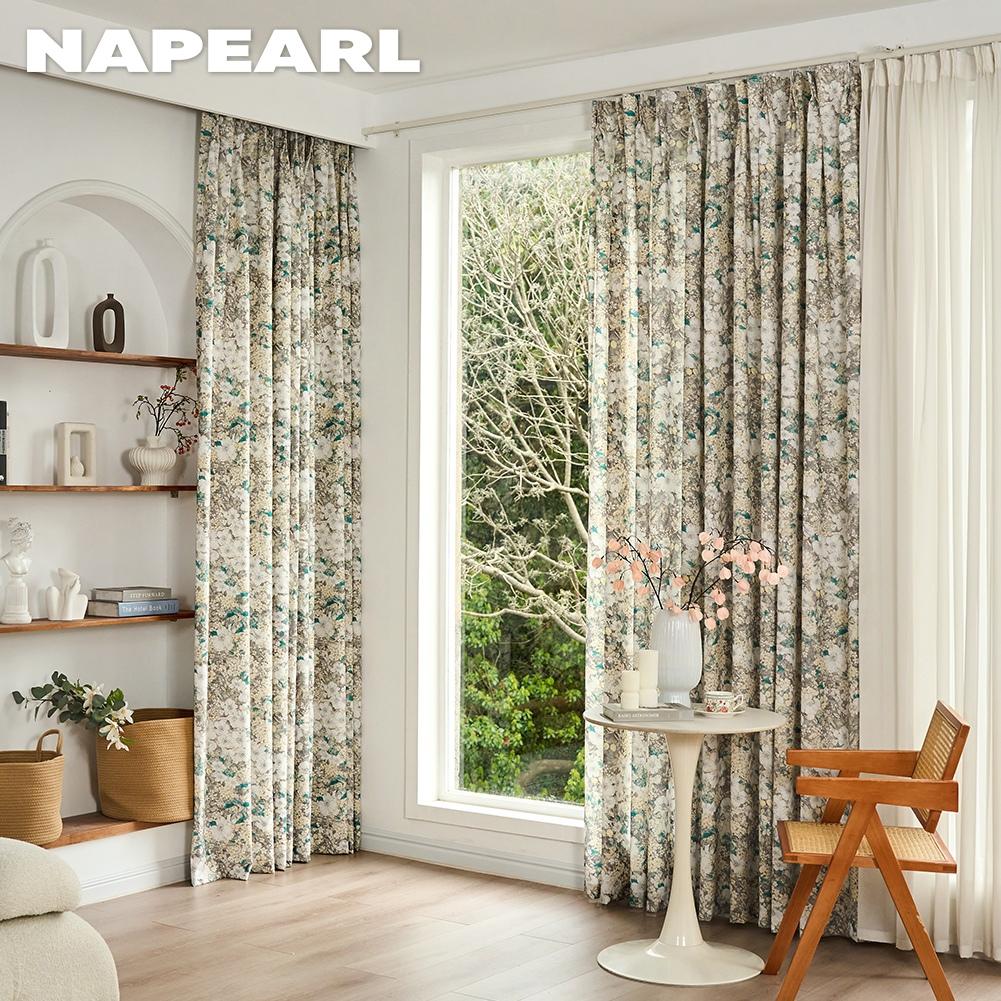 1PC NAPEARL Tende Oscuranti Stile Campagna Francese Tenda Finestra Stampata con Fiori Dipinti a Mano per Camera da Letto Soggiorno Decorazione Casa