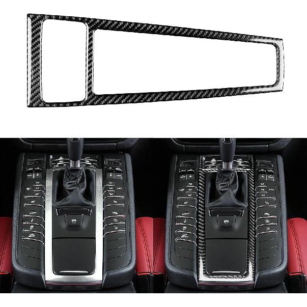 Real Premium Carbon Fiber Car Center Console Gear Shifter Electronic Handbrake Panel Cover Trim Soft Sticker Set Compatible with Porsche Macan