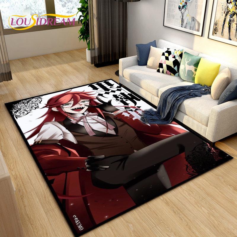 Black Butler Anime Cartoon Area Rug,Carpet Rug for Living Room Bedroom Sofa Doormat Decoration, Kids Play Non-slip Floor Mat