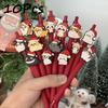 10Pcs Snowman Patch-Themed Retractable Ballpoint Pens - Red Soft Grip Pens with Random Snowman Designs, Fine Point, Ideal for Students and Office Use,