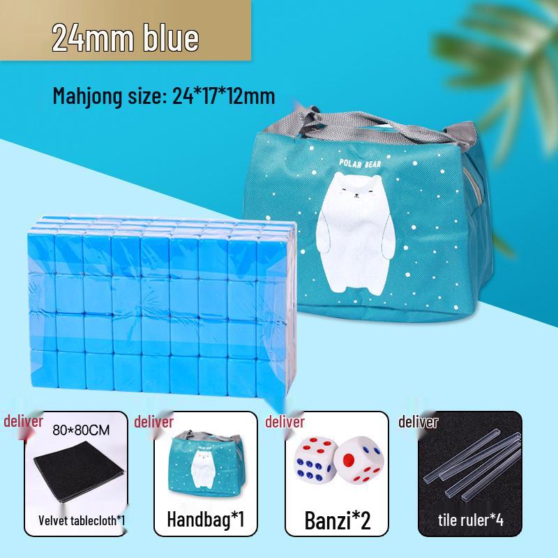 Compact Travel Mahjong Set - 24mm & 30mm Tiles, Solid Carved Sparrow Design, Ideal for Dorms and Table Games