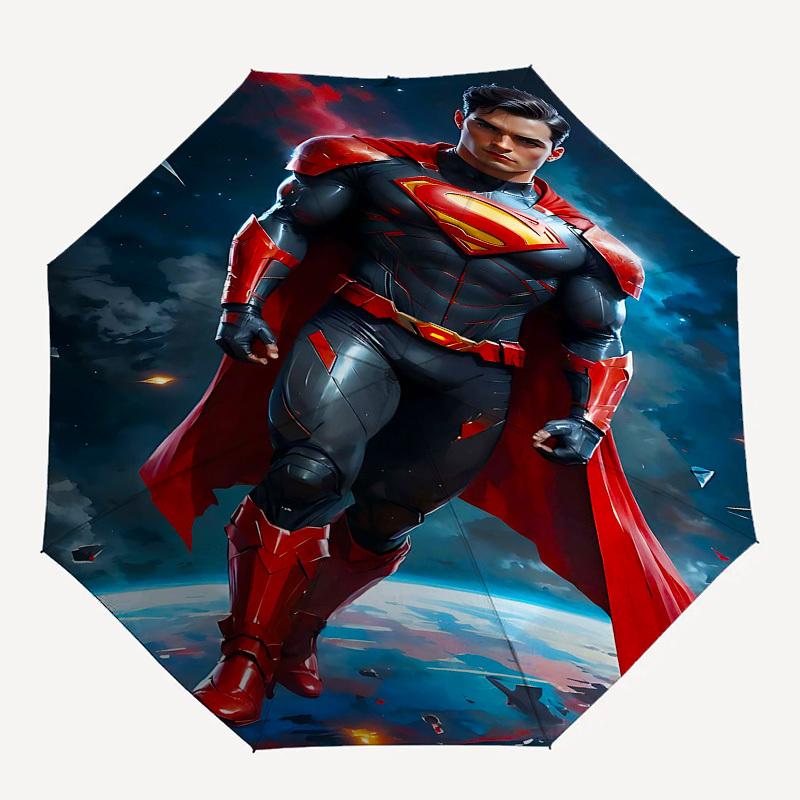 1pc Superman Space Automatic Folding Umbrella - Compact 8-Rib Design, Durable Plastic & Iron1042L