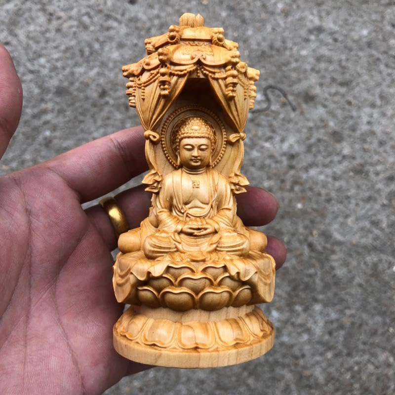 

Деревянная статуя Будды Амида Сандзон Каннон Сэиси Натуральный дуб Высота 12см х ширина 6см Защита от хорошего талисмана-хранителя [Амида Нёрай,