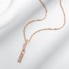 Trend Long Pendant Necklaces For Women  Rose Gold Color With Natural Zircon Accessories Daily Fine Vintage Jewelry