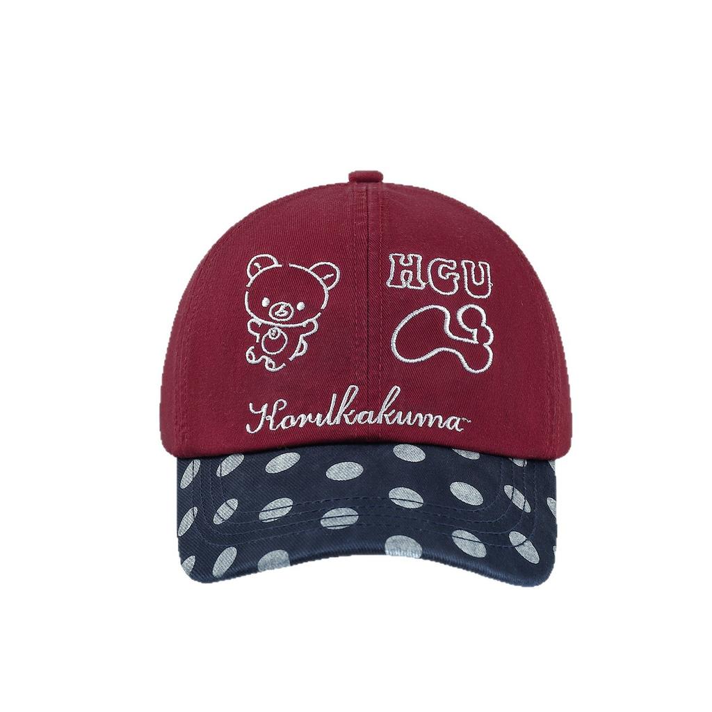 Cute Bear Embroidered Polka Dot Baseball Cap Women's Versatile Big Head Circumference Peaked Cap Wide Brim Big Face Small Hat