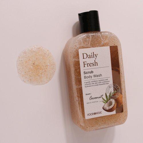 (1+1) FoodaHolic Daily Fresh Scrub Body Wash Coconut 300ml / Moisturizing, Mild Exfoliation Care_631373