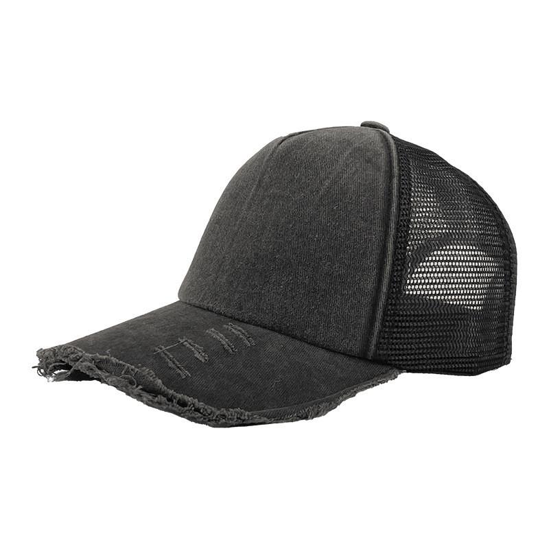 Ripped Fashion Denim Baseball Hat With Breathability Design For Casual Use Daily
