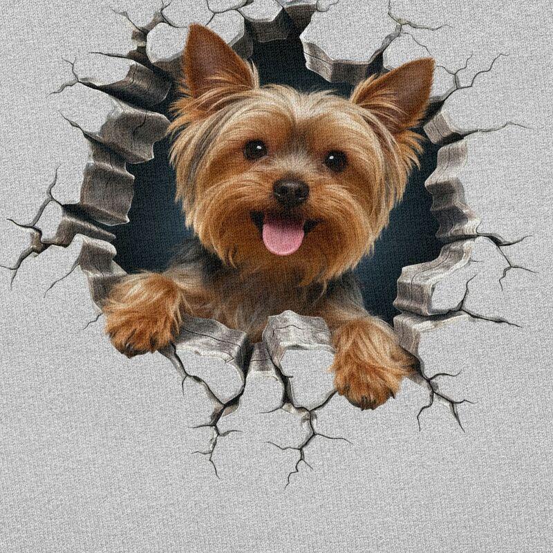 Cool Breaking Through Yorkshire Terrier T Shirt Men Pure Cotton Tshirt Leisure Yokie Dog Lover Tees Fashion Tshirt For Husband
