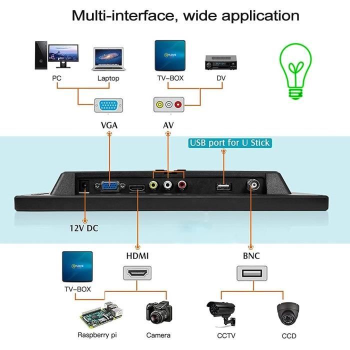 LED-Monitor 11,6' - GENERIC - Full HD 1920 x 1080 - IPS - Eingänge AV, HDMI, VGA, USB