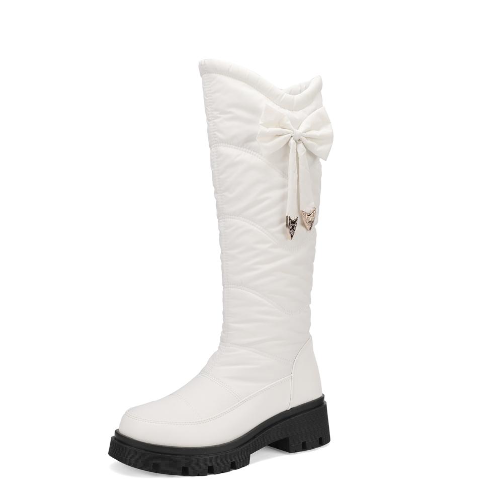 Waterproof  Winter Shoes Woman Platform Snow Boots Warm Fur Plush Casual Wedge Knee High Boots Girls Black White Shoes Ladie