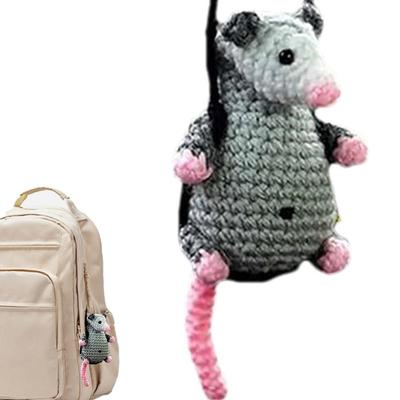 Handmade Knitted Mice Car Pendant Cute Shape Acrylic Rearview Mirrors Accessories Vivid Colors Car Pendant For Birthday