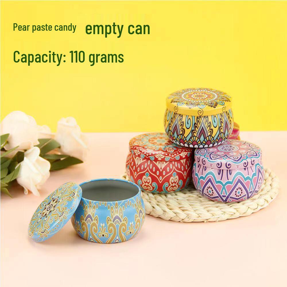 Ethnic Style 4.4oz Tinplate Belly Can: Pear Paste Candy & Tea Scented Candle