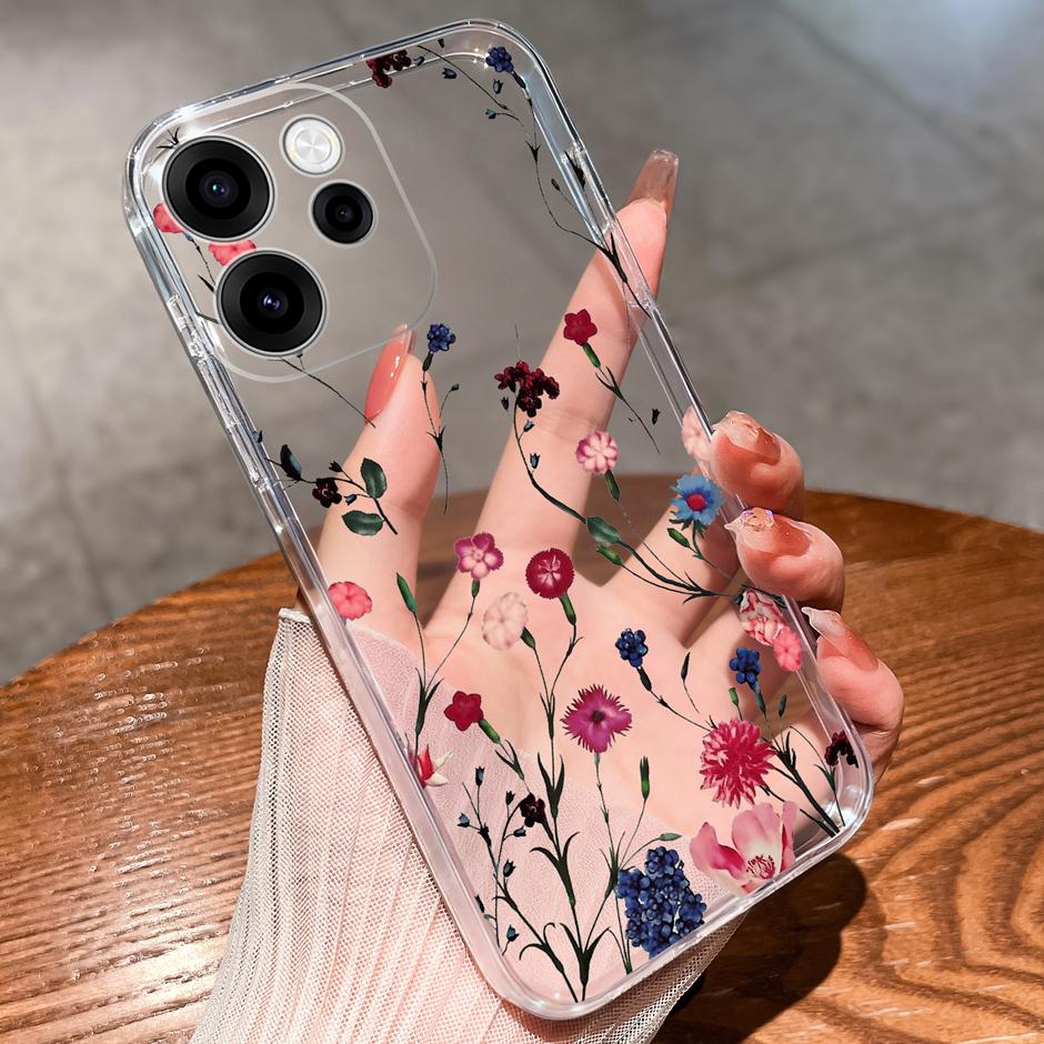 For OPPO Reno 15F 15 Pro Cases Brilliant Flower Kitten Fall Prevention Portable Clear Back Cover For reno15pro reno15f Funda
