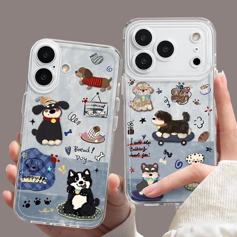 Full Coverage Camera Key Puppy Compatible with Apple 17 Phone Case iPhone 13 Pro Max Transparent 16 Lens Film 15 Set