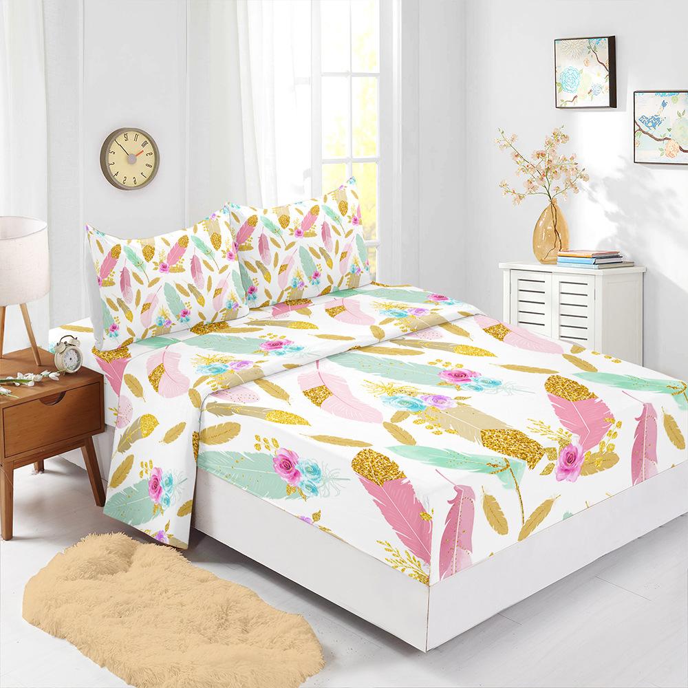 Four-Piece Mattress Sheet Digital Printing Dream Catcher Mattress Protective Cover Bedding