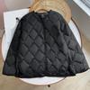 Spring Autumn Winter Ultralight Soft Quilted Collarless V-neck Jacket Casual Short Women Casual Loose Single Breasted  Jacket