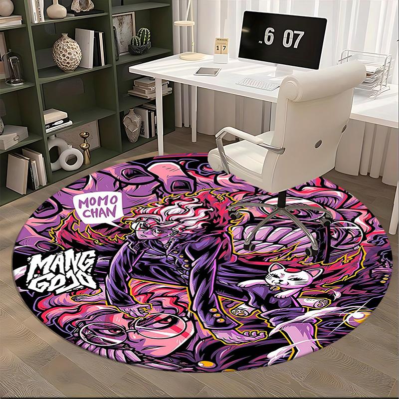 1pc Anime Cartoon Design Momo Chan Mang God Round Carpet Office Chair Mat Non-Slip Rug Suitable for Home Decor, Living Room