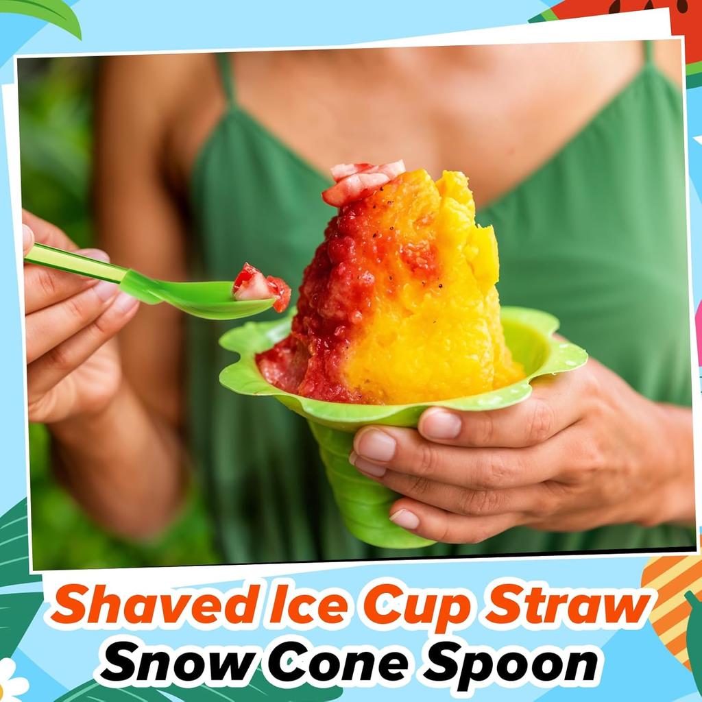 1000Pcs Snow Cone Spoon Straws 9.3 Inch Detachable Reusable Long Milkshake Straws for Drinking Ice Cream Coffee Kitchen Stirring