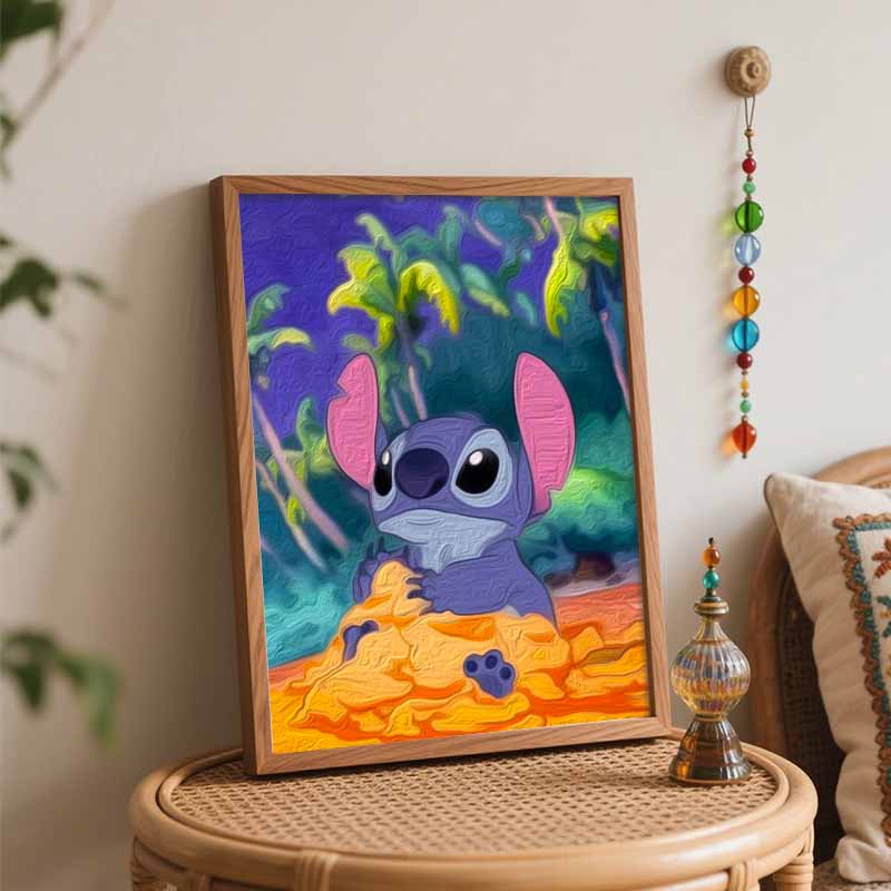Disney Oil Painting Kit Painting Stitch Cute Art Home Bedroom Wall Decor Gift Idea
