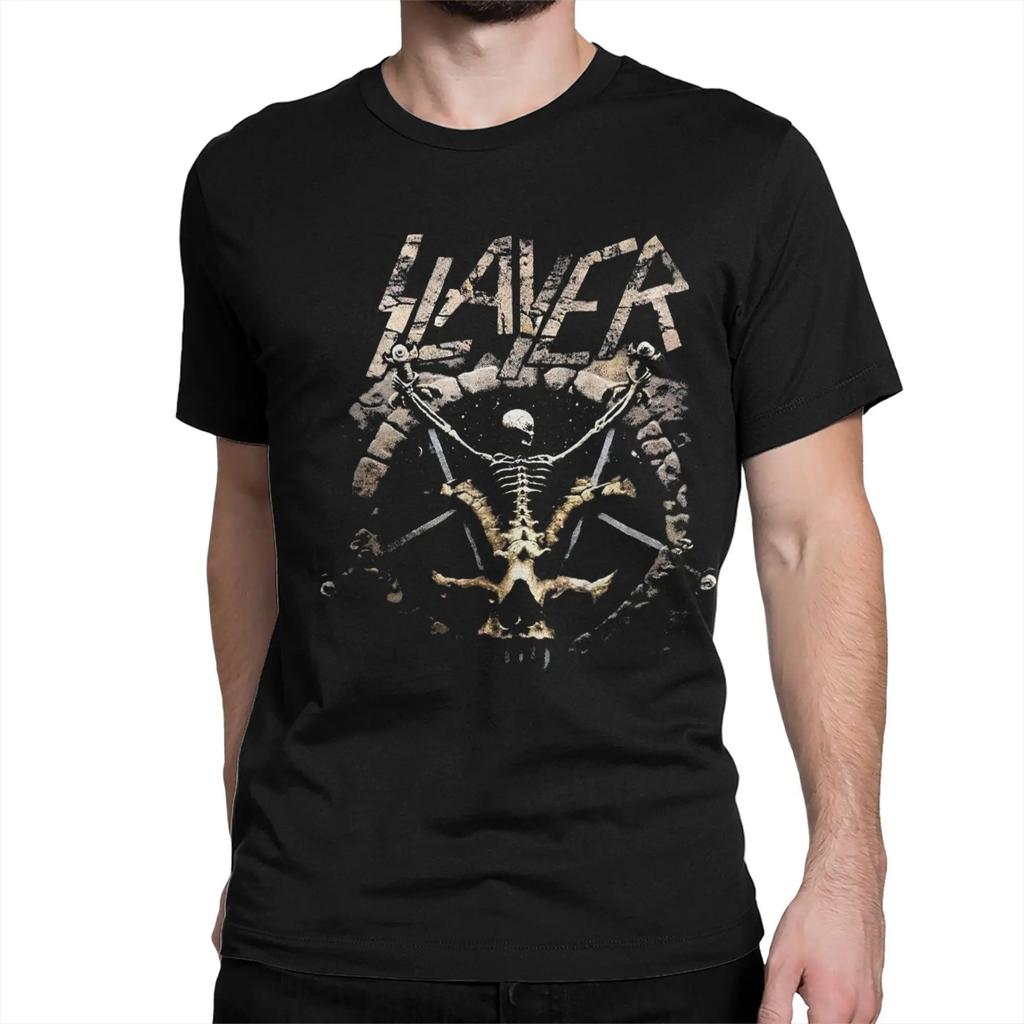 Harajuku High Quality Tops Heav Metal Slayer Print T-shirt Men Women Streetwear Oversized Vintage Cotton Loose Clothing Unisex