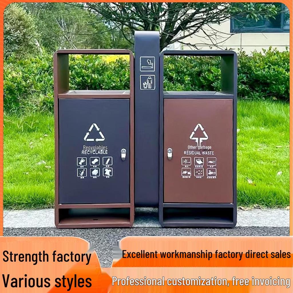 Stainless Steel Large Outdoor Trash Can for Sorting Waste