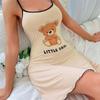 Women Suspender Skirt Ladies Short Skirt Comfortable Pajamas Leisure Homewear Sexy Outside Letters Bear Printed One-Piece-Dress