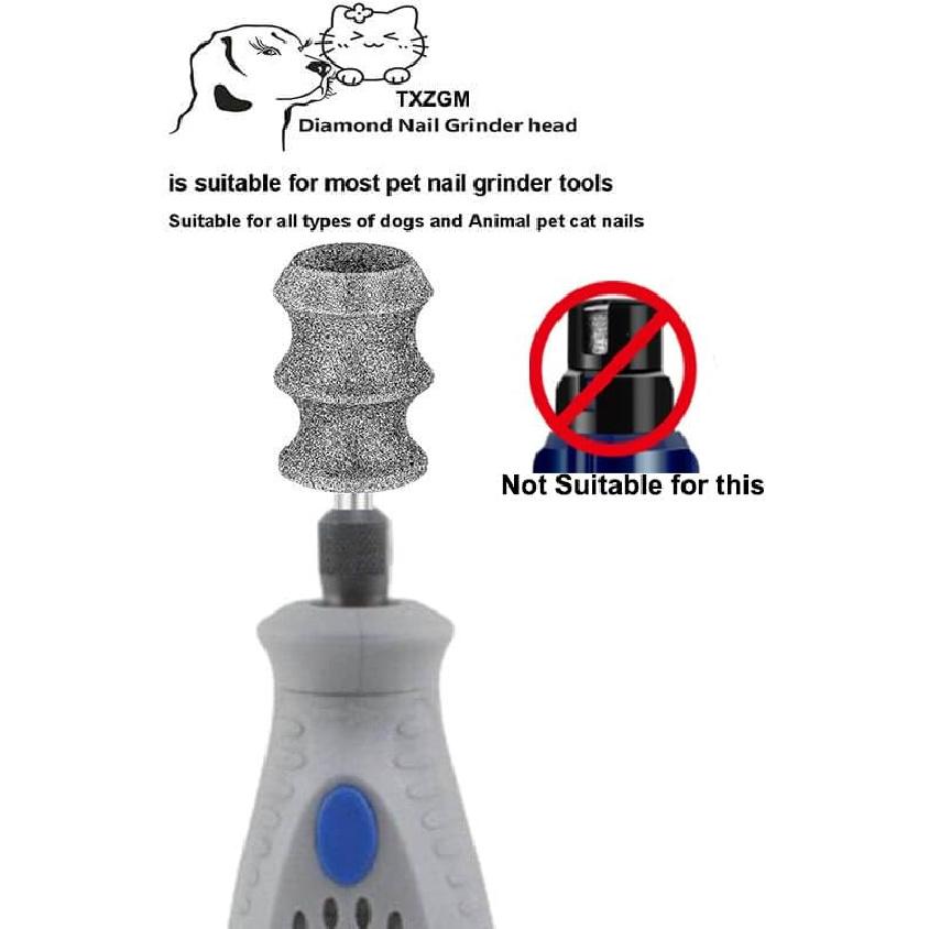 Diamond Dog Nail Grinder Wheel For Dremel, Pet Dog Nail Grinder Attachment Replacement Head Refill, 1/8'' Pet Nail Claw Care Grooming Bit, For Dremel
