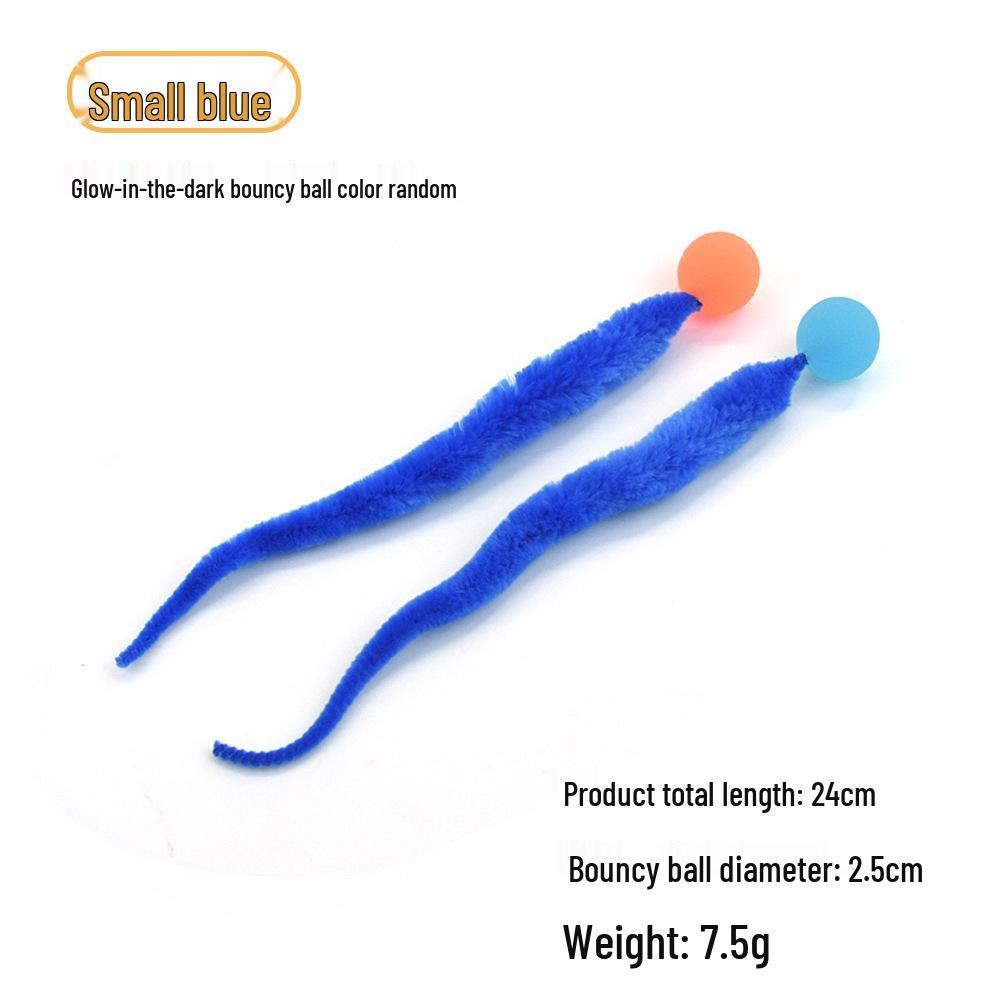 Solid Color Elastic Ball & Caterpillar Teaser Stick Kitten Toy
