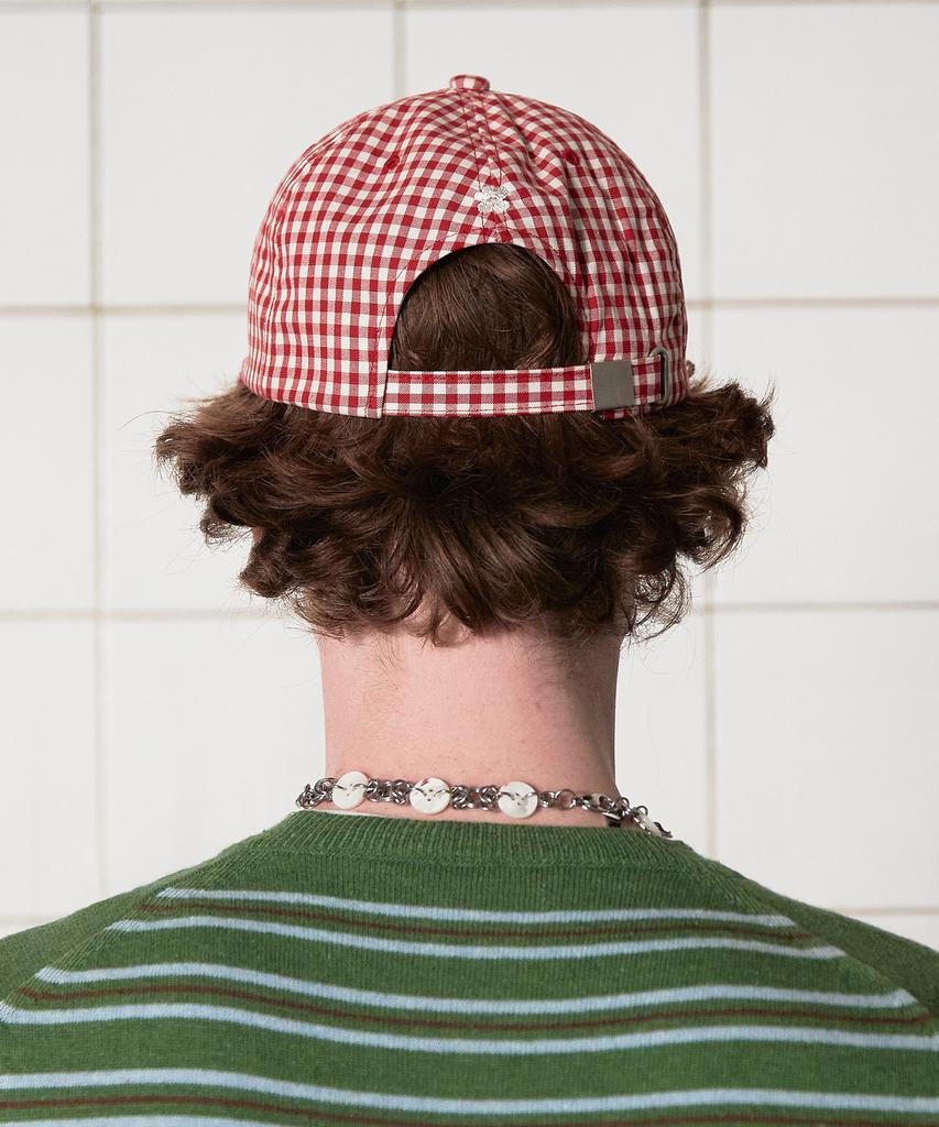 UNALLOYED Logo Gingham Check Cap / Red