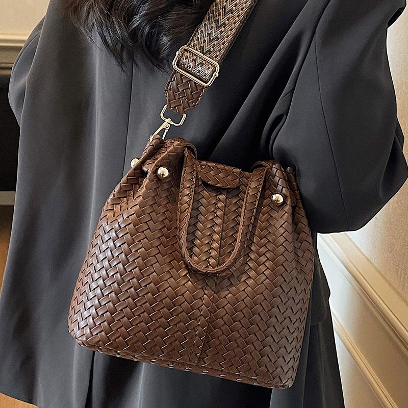 Módní pletená taška, velkokapacitní košík na zeleninu, taška typu bucket, kabelka do ruky, taška přes rameno, crossbody taška