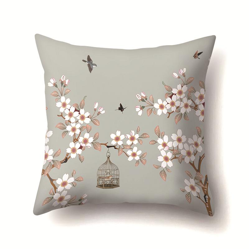 Leaves, Geometric Branches, Sofa Pillowcase, Single-sided Office Cushion Cover, Living Room Pillowcase, Biker Waist Pillowcase