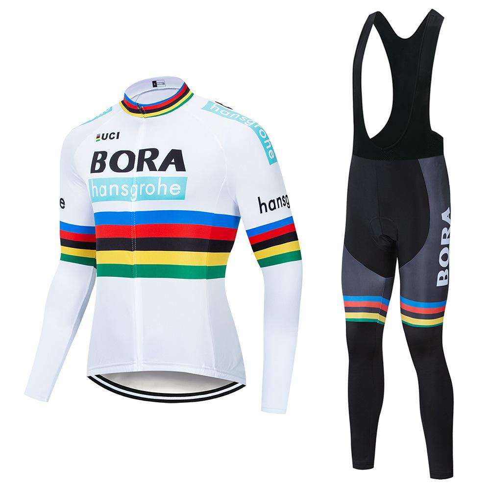Spring and summer long-sleeved cycling suit, team version, quick-drying cycling strap suit, road cycling suit.