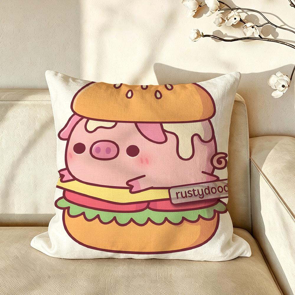 Character CCute PPig Kawaii Cushion Cover Pillow Case Antidustmite Pillowcase Silky Short Plush Sofa Cushion Cover hot