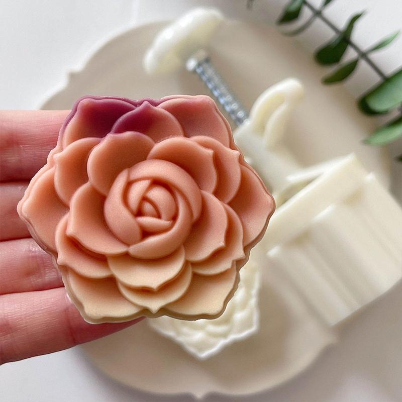 Plastic Mooncake Stamp Cute Flower Shape Mooncake Mold Festival DIY Hand Press Mooncake Cutters Pastry Decorating Gadget