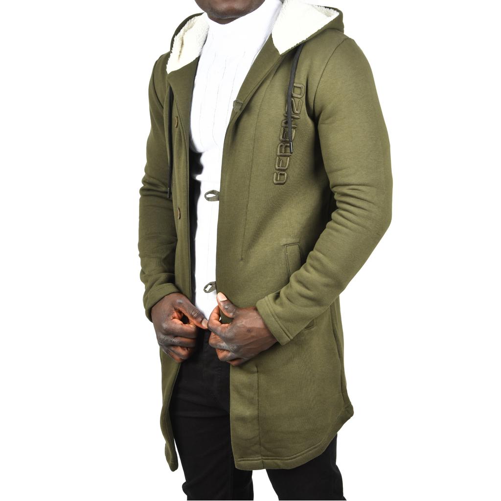 DeepSEA Düğmeli Kapüşonlu Dar Kesim Panço Uzun Hırka 2500644