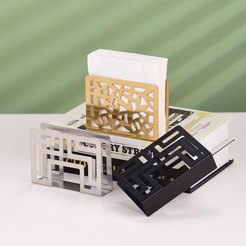 Stainless Steel Paper Towel Holder Vertical Paper Towel Holder Hotel Western Restaurant Cafe Tabletop Creative Hollow Napkin