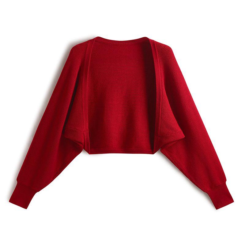 

Весна и Осень Большого Размера Кардиган-Накидка Топ с Высокой Талией Большого Размера для Дам Burgundy 2XL