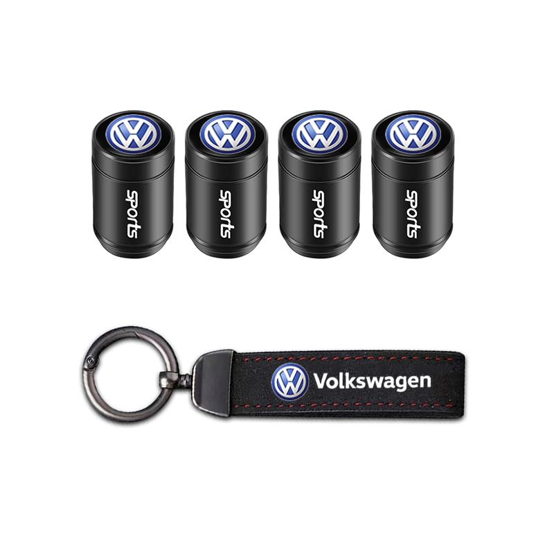 Für VOLKSWAGEN VW Auto Reifen Rad Ventilkappen Abdeckung Wildleder Auto Schlüsselanhänger Ring Schlüsselanhänger Für Volkswagen GTI Golf Tiguan Jetta Transpo