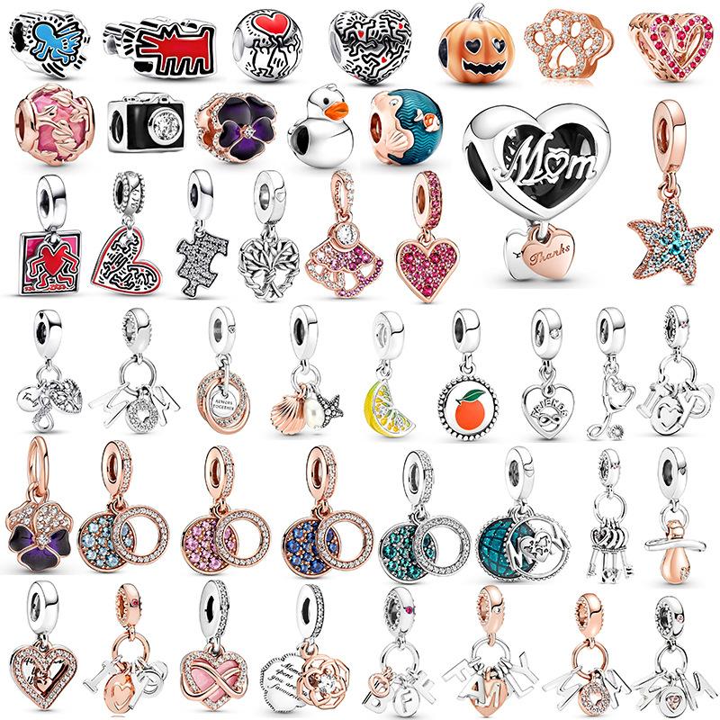 European Style DIY Charm Beads for Jewelry Making, Gold Plated CZ Heart Animal Dangle Charms, Pandora Compatible Bracelet Necklace Accessories