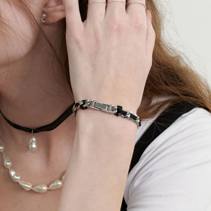 LOVE ME MONSTER Sheer Ribbon Chain Bracelet (L241MBC040)