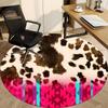 1pc Leopard Print Chair Carpet for Office, Round Polyester Mat, Indoor Decor for Office, Easycare Fabric, Washable Non-slip Area Carpet