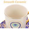 Kichvoe Evil Eye Coffee Mug Set Tea Cups and Saucers Turkish Blue Eye Espresso Cup Water Milk Drinking Cup with Ceramic Hamsa Hand Saucer Candy Plate