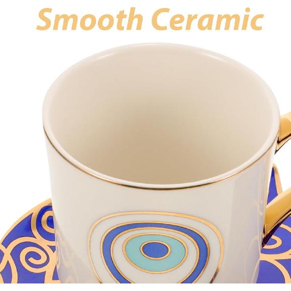 Kichvoe Evil Eye Coffee Mug Set Tea Cups and Saucers Turkish Blue Eye Espresso Cup Water Milk Drinking Cup with Ceramic Hamsa Hand Saucer Candy Plate