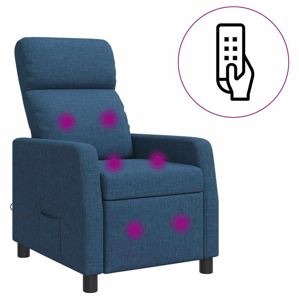 Massage Recliner Blue Fabric