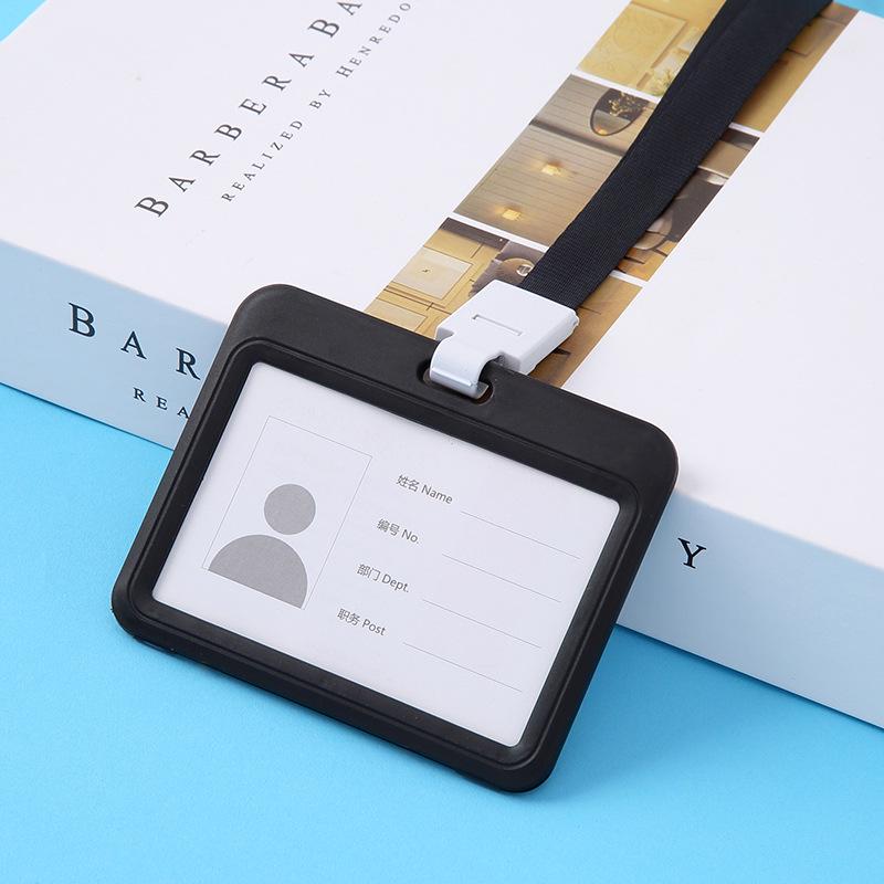 Double-Sided Transparent ID Card Holder Lanyard for Work, Student, Bus, or Badge Cards