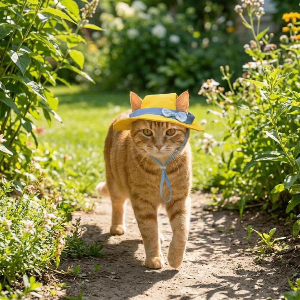 UV Protection Cat Fisherman Hat Adjustable Straps Cats Sun Cap Pet Sun Hat Beach Activities
